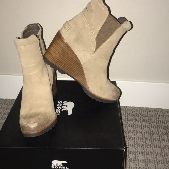 Sorel Shoes Sorel Wedge Boots With Wood Heal Joan Uptown Chelsea Boot Poshmark